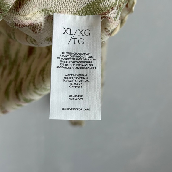 Cabi size XL Dapple top long sleeve ruched ruffle v-neck stretch mesh beige 4532 - Picture 13 of 14